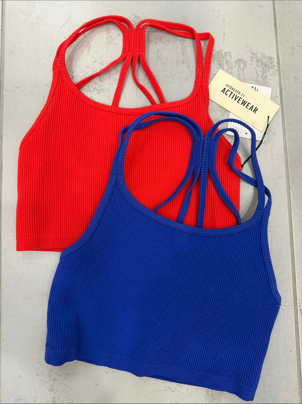 Forever 21 Nwt Red & Blue Ribbed Sports Crops - Activewear Small 2 Tops